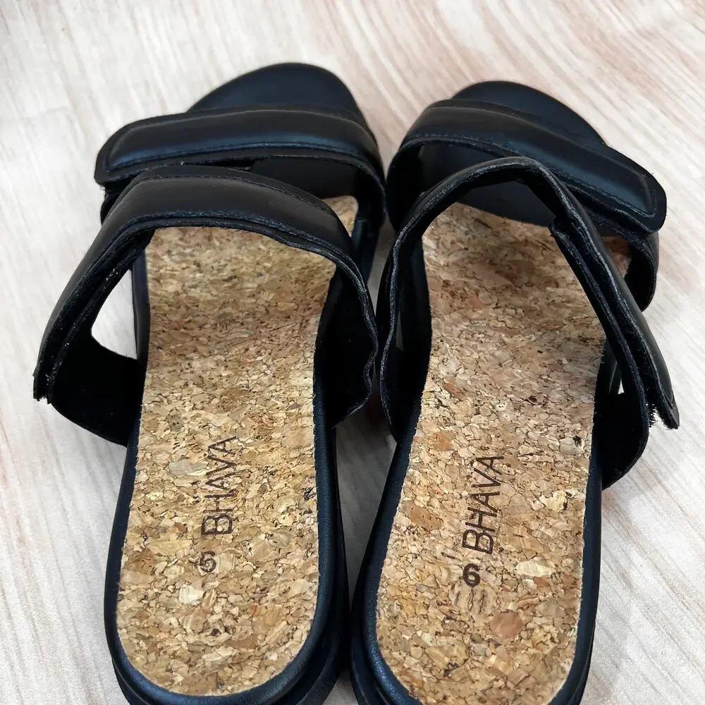 Bhava Vegan Leather Casual Sandal in Black Size 5